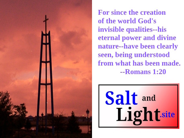 Sunset behind Church steeple photo with Romans 1:20
