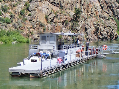 Entrance sign for Curecanti National Recreation Area by Boat