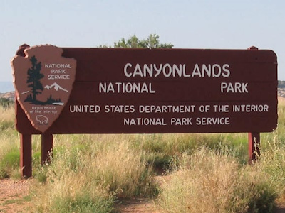Entrance sign for Canyonlands National Park