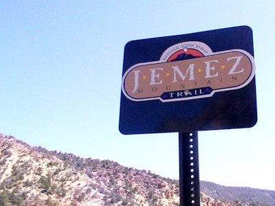 Entrance sign for Jemez Mountain Trail National Scenic Byway