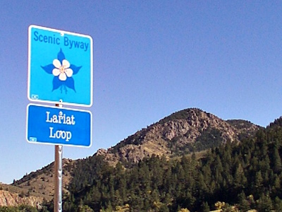 Entrance sign for Bear Creek Canyon Scenic Mountain Drive