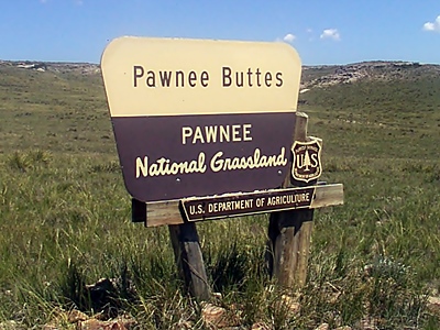 Entrance sign for Pawnee Buttes Colorado