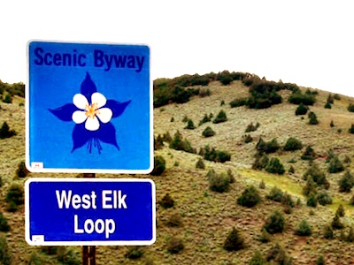 Entrance sign for West Elk Loop Byway